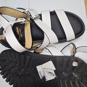 Sam Edelman Women's Black and White Strappy Sandals Goth Vibes, Doc Marten Style